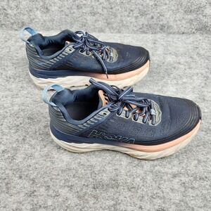 Hoka One One Bondi 6 Running Shoes Women 6.5 Blue Cushioned Athletic Sneakers